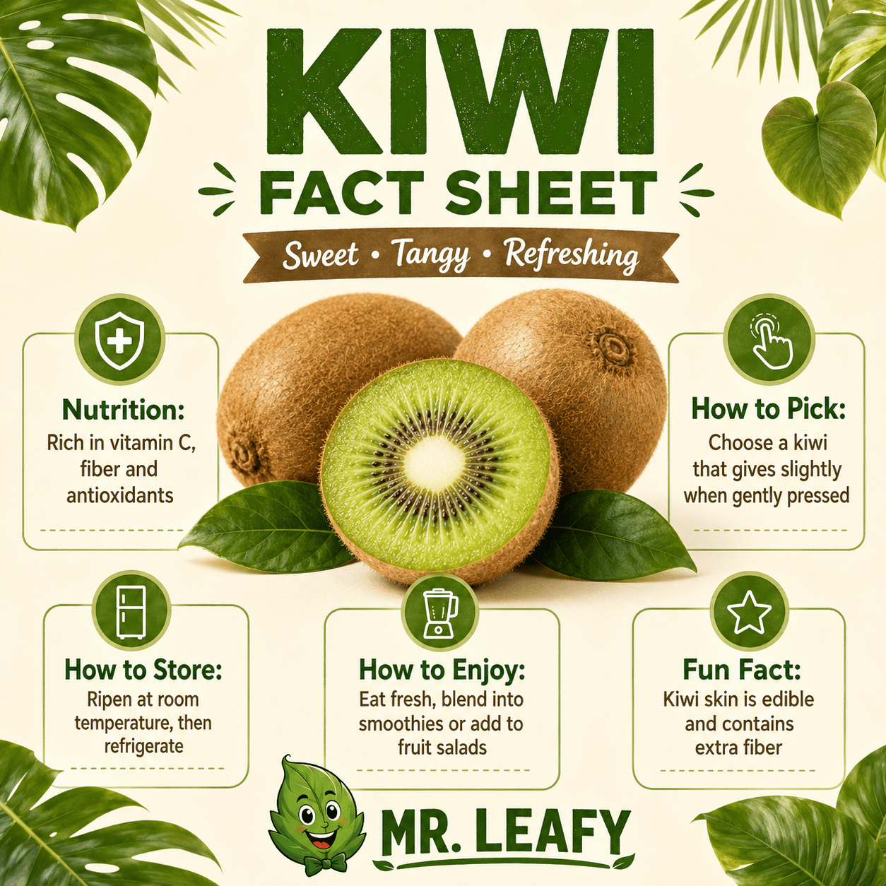 Fresh Kiwi Fruit – Sweet, Tangy and Nutrient-Rich, Each - Mr. Leafy