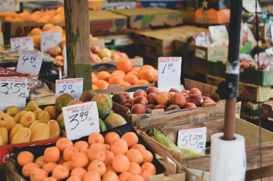 Fresh fruits and vegetables at a local produce market